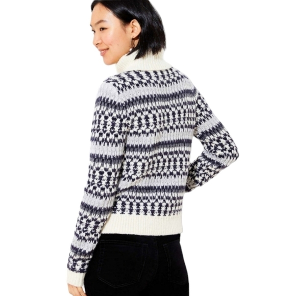 Loft - Knit Stitched Striped Turtleneck Sweater - Picture 3 of 16